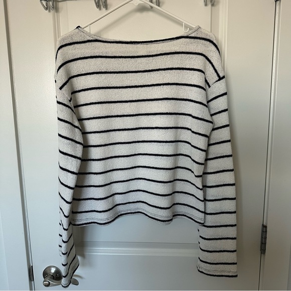 H&M Cropped Striped Bell Sleeve Sweater | Boat / Scoop Neck | Size S Women’s - Picture 2 of 8